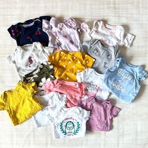 0-3 Month Short Sleeve Girl Onesies Bundle